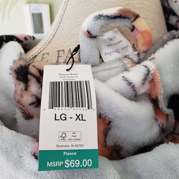 VERA BRADLEY WOMEN'S ROBE DOG SHOW MOTIF:NWT LARGE/EXTRA LARGE - Picture 13 of 16